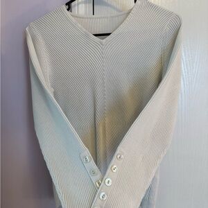 V-Neck Buttoned Cream Sweater